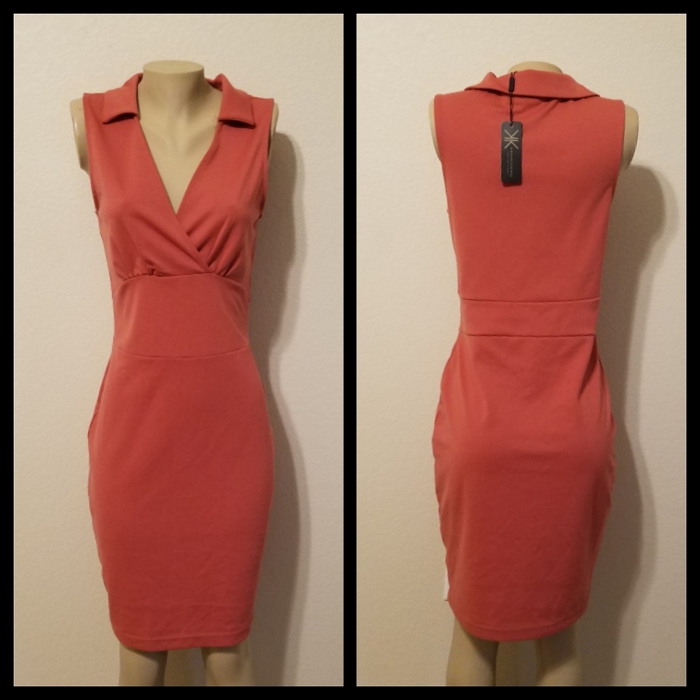 🆕️Kardashian dark blush wrap shirt dress L